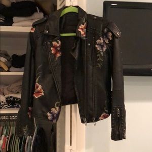 Blank NYC embroidered leather jacket